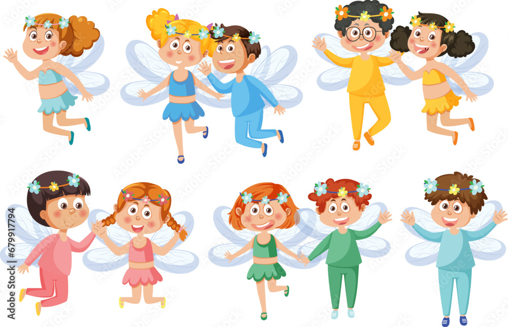 Cute Fairies Cartoon Character Illustration