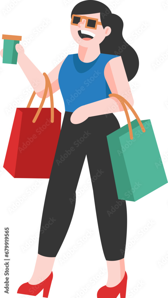 Girl on Shopping Illustration Girl on Shopping Illustration