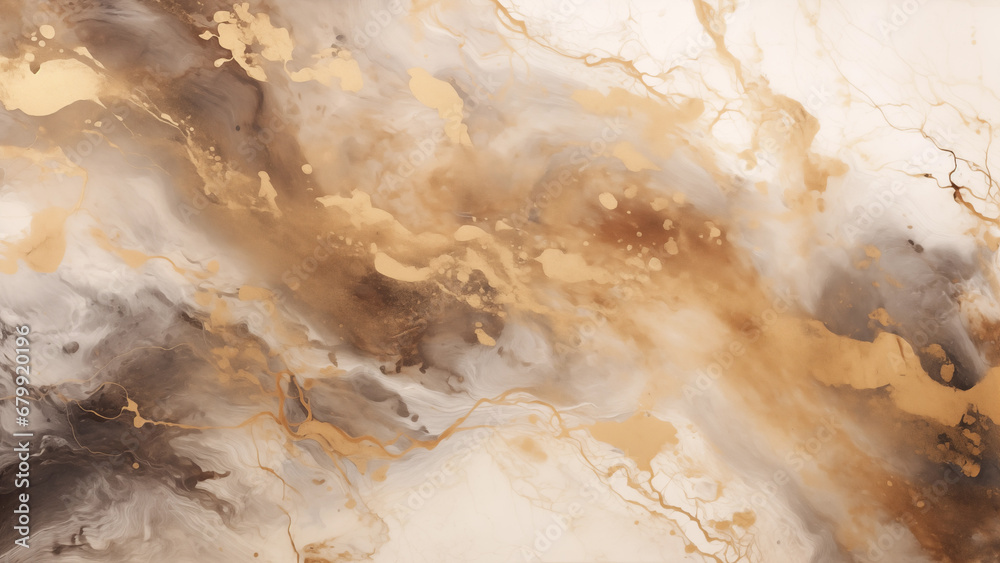 Appearance of processed marble surface in gold, white, black and brown colors, 8K Appearance of processed marble surface in gold, white, black and brown colors, 8K