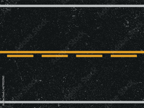 Asphalt road texture with road marking, paved road with dividing strips vector illustration.