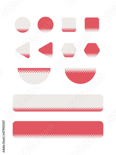 シンプルな赤と白のハーフトーンアイコンセット 