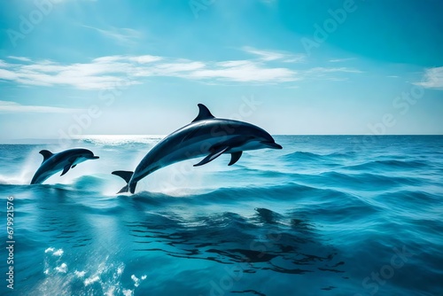 a background with dolphins in the ocean is abstract © Hassan