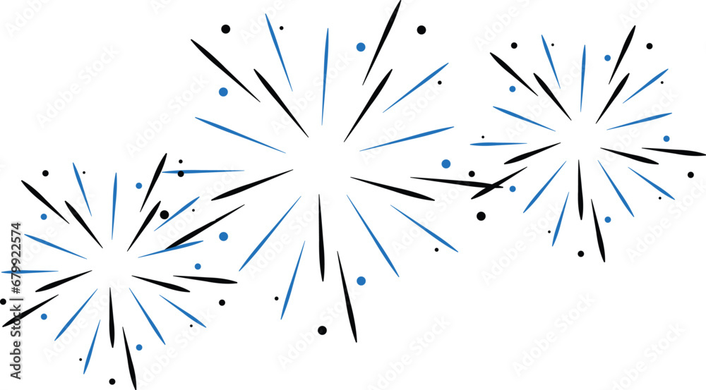 Obraz premium Black, white and blue fireworks illustrate the colors of the Estonian flag. Fireworks celebrate Estonia's important holidays. European country public holiday.