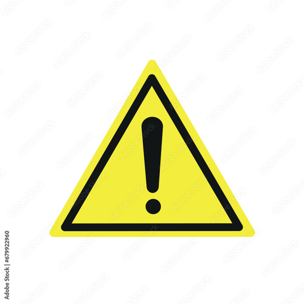 Exclamation mark. Warning sign Caution danger. Isolated on a white background. Yellow Exclamation mark. Warning sign Caution danger. Isolated on a white background. Yellow