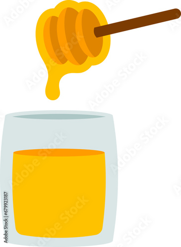 Cute Honey in a Glass with Honey Dipper