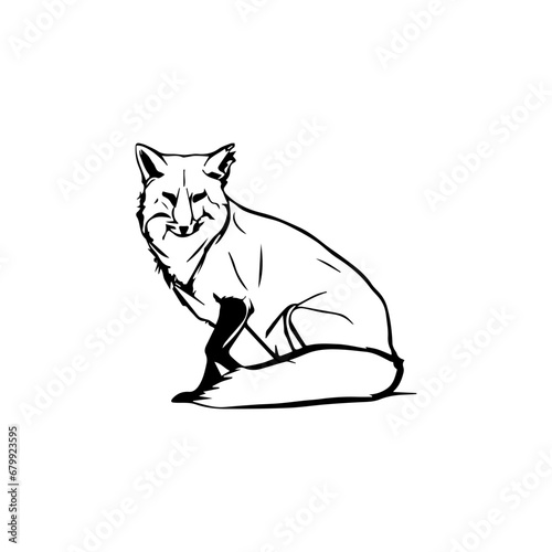 Sleek Wilderness Spirit: Stylish Wolf Silhouette in Line Art