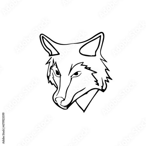 Sleek Wilderness Spirit: Stylish Wolf Silhouette in Line Art