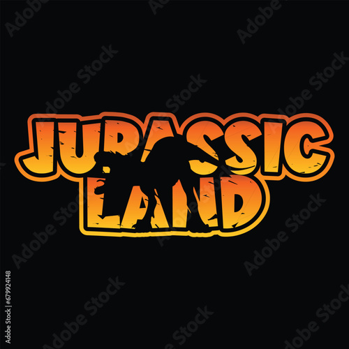 Jurassic Land Dinosaur Silhouette Logotype for T Shirt Print