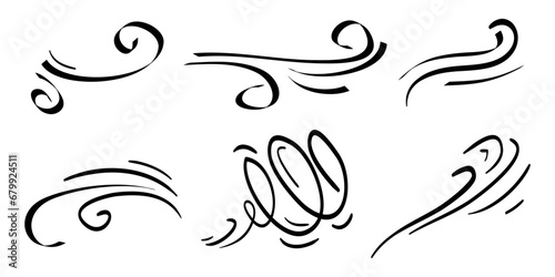 doodle wind blow, gust design isolated on white background. vector hand drawn illustration