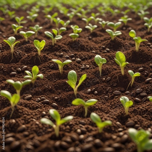 Lush Coffee Bean Sprout Plantation - Realistic Agriculture Photograph 