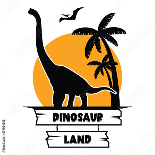 Brachiosaurus Sauropod Dinosaur Silhouette for T Shirt Print