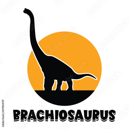 Brachiosaurus Sauropod Dinosaur Silhouette for T Shirt Print