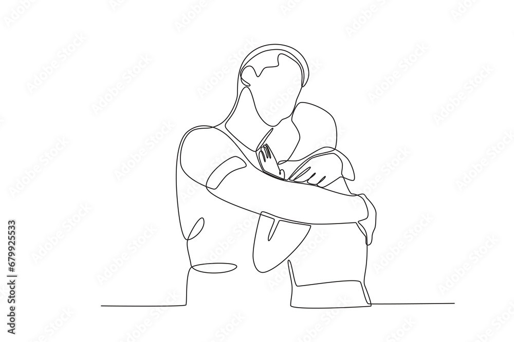As if a lover hugs with love. National hugging day one-line drawing As if a lover hugs with love. National hugging day one-line drawing