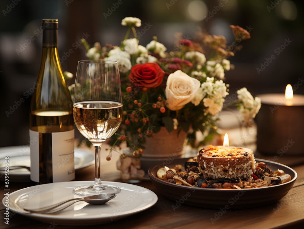 still life with wine and candle