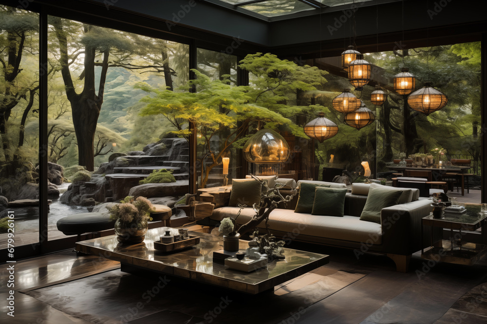 luxury Mountain villa living room interior