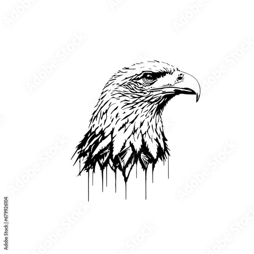 A black and white vector of an eagle head