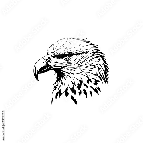 A black and white vector of an eagle head