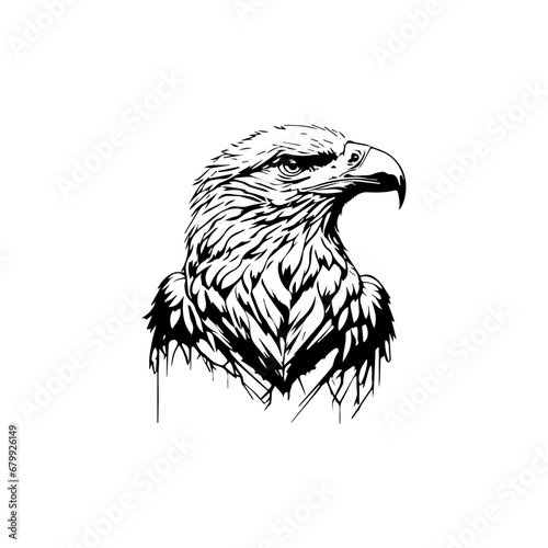 A black and white vector of an eagle head