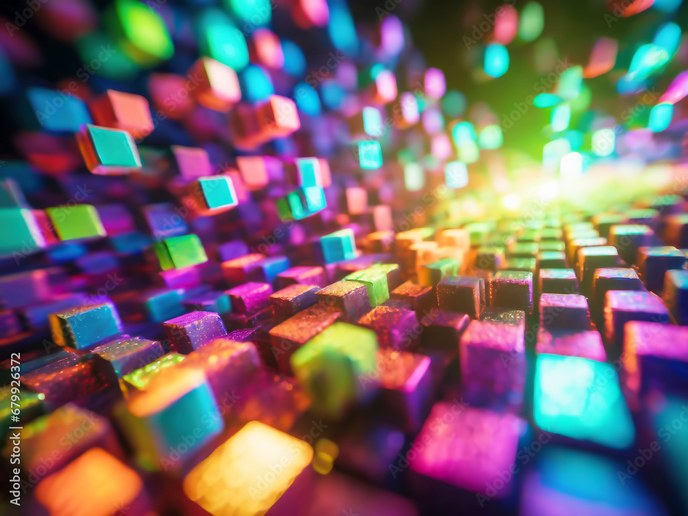 Obraz premium 分解された立方体と光の効果