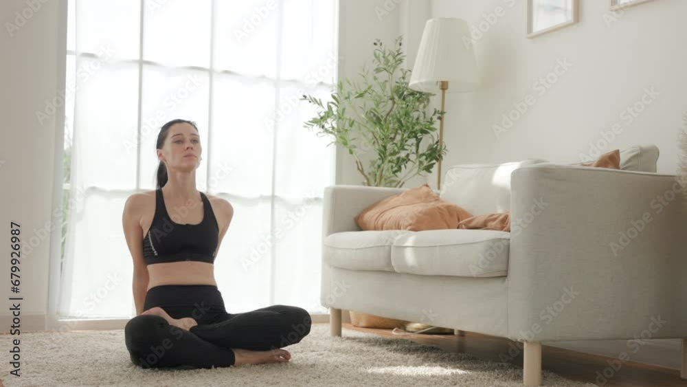 Serene Yoga Practice in a Minimalist Living Space Serene Yoga Practice in a Minimalist Living Space