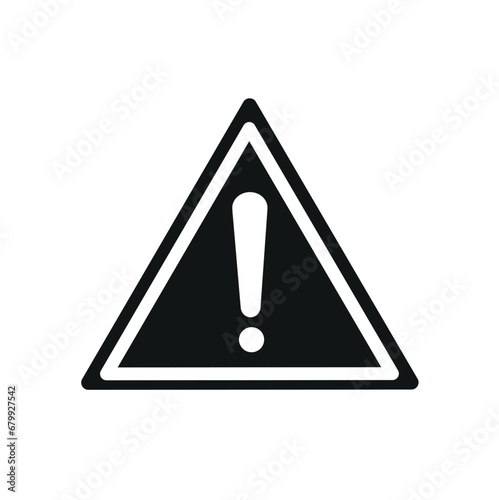 The exclamation mark is applied in white on black. Warning sign "Caution, danger". Isolated on a white background.