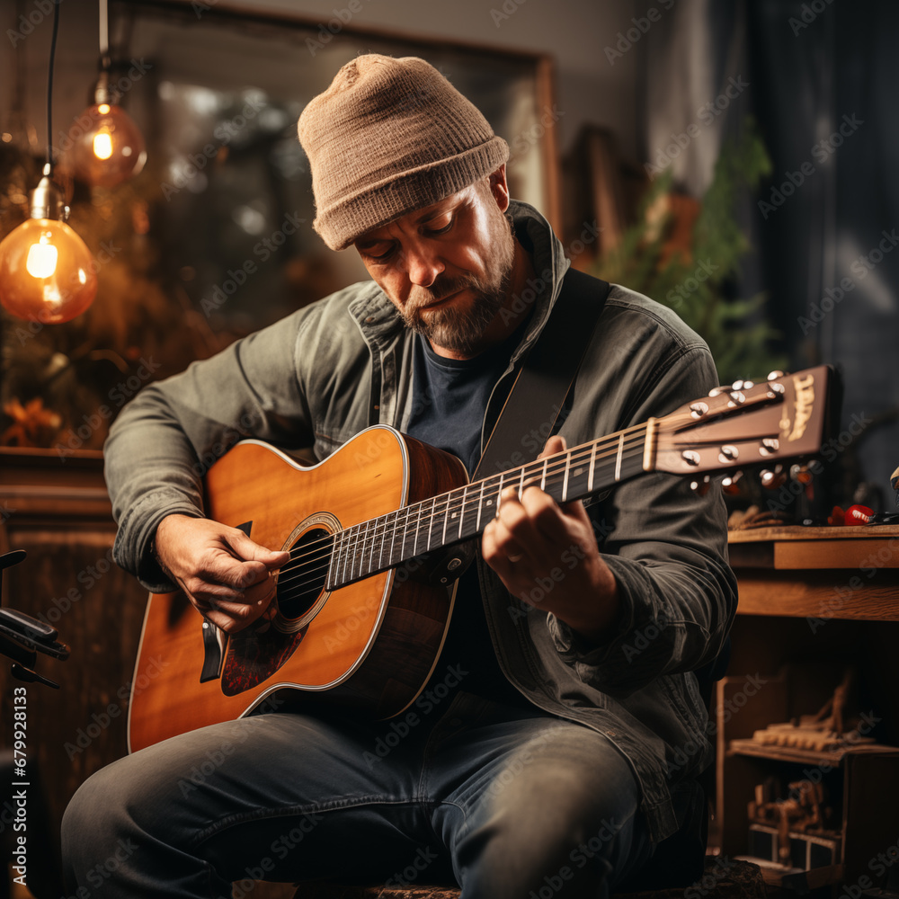 Obraz premium person playing guitar