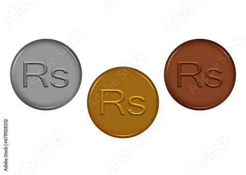 set coin Rupee srilangka currency 3D photo