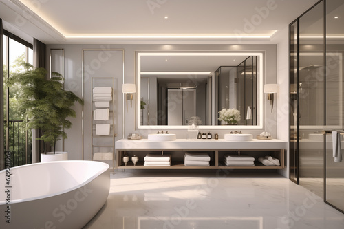 modern bathroom interior with bathtub