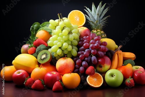 A Vibrant Display of Fresh  Juicy Fruits Arranged in a Rainbow of Colors  Showcasing the Diversity and Beauty of Nature s Bounty