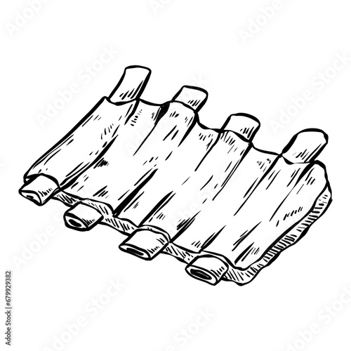 beef ribs hand drawn