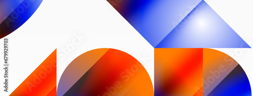 Serene gradient template. Circles and triangles mingle in minimalist perfection. Gentle fusion of forms and hues creates balanced yet captivating backdrop, embodying modern sophistication