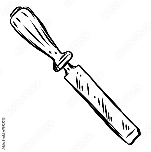 wood chisel handdrawn
