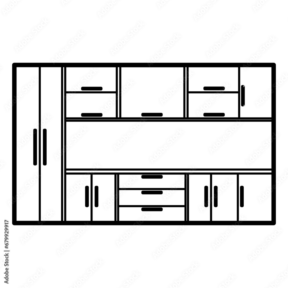 kitchen furnitune hand drawn 
