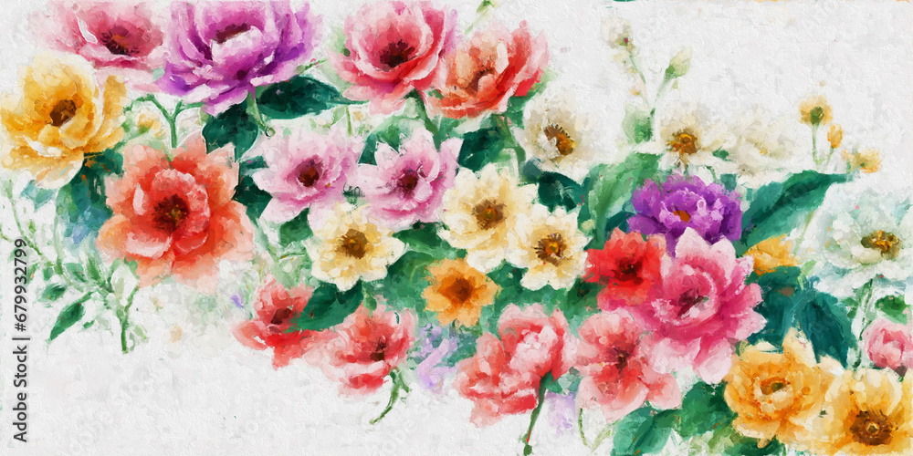 Beautiful elegant oil painting floral illustration