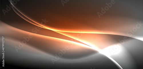 Neon-lit waves surge across background, mesmerizing dance of luminescence and motion. Dynamic backdrop captures essence of energy and modern aesthetics
