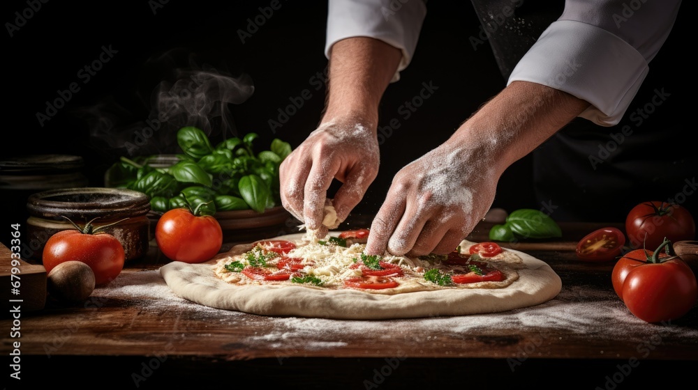 Chef's Hands Making Pizza Photography