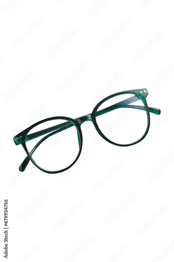 Green Eyeglasses isolated on transparent background. PNG format Green Eyeglasses isolated on transparent background. PNG format