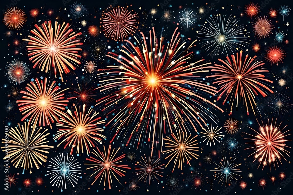 Firework display celebration background. Generative AI
