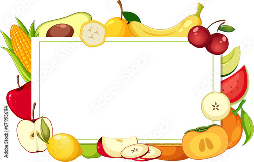 Colorful Fruits Border Illustration on Frame