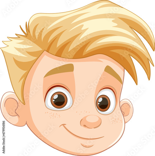 Smiling Handsome Boy with Blond Hair and Brown Eyes
