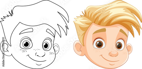 Smiling Handsome Boy with Blond Hair and Brown Eyes