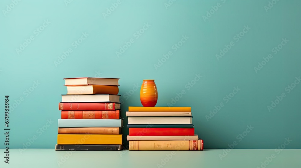 pile of books on minimalistic background or stock of books for world book day background pile of books on minimalistic background or stock of books for world book day background