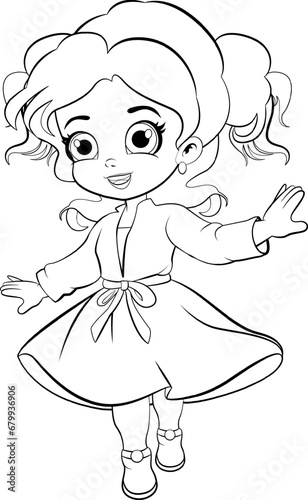 Cute girl dancing isolated