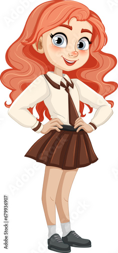 Smiling Teen Girl with Long Red Hair