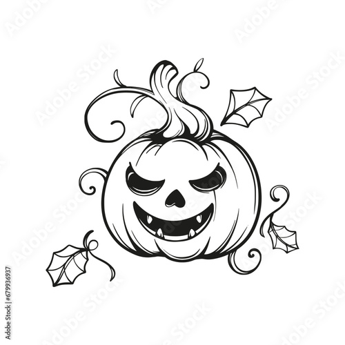 Obraz na płótnie pumpkin halloween silhouette line art coloring design w salonie