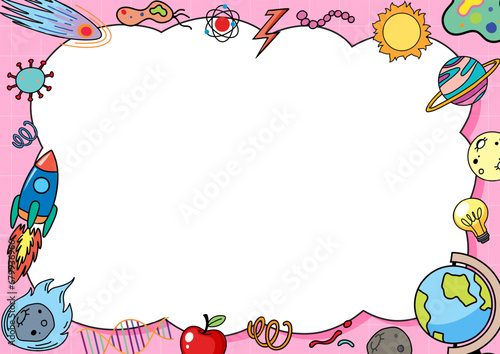 Science Tools and Learning Sign on Pink Border Frame