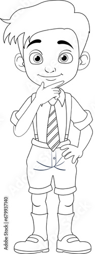 Handsome Boy in Uniform Cartoon Character