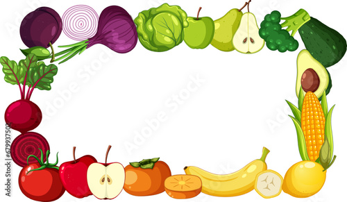 Colorful Fruit and Vegetable Frame Border