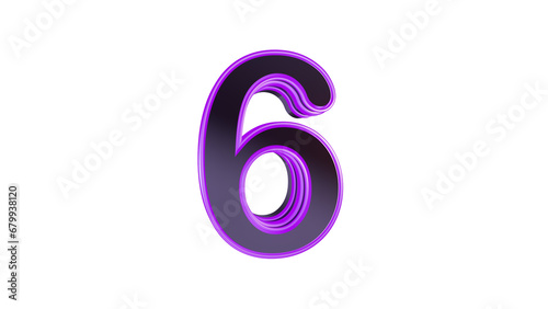 Purple glossy 3d number 6