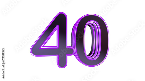 Purple glossy 3d number 40